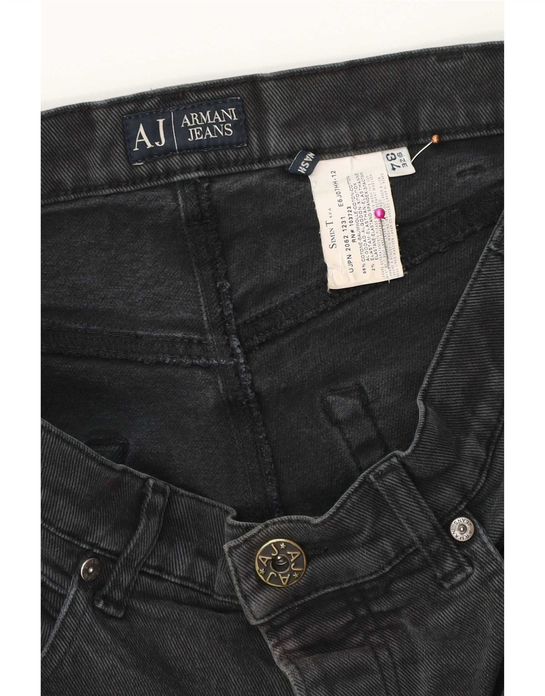 Armani Jeans Męskie Proste W34 L32 Czarne Bawełniane
