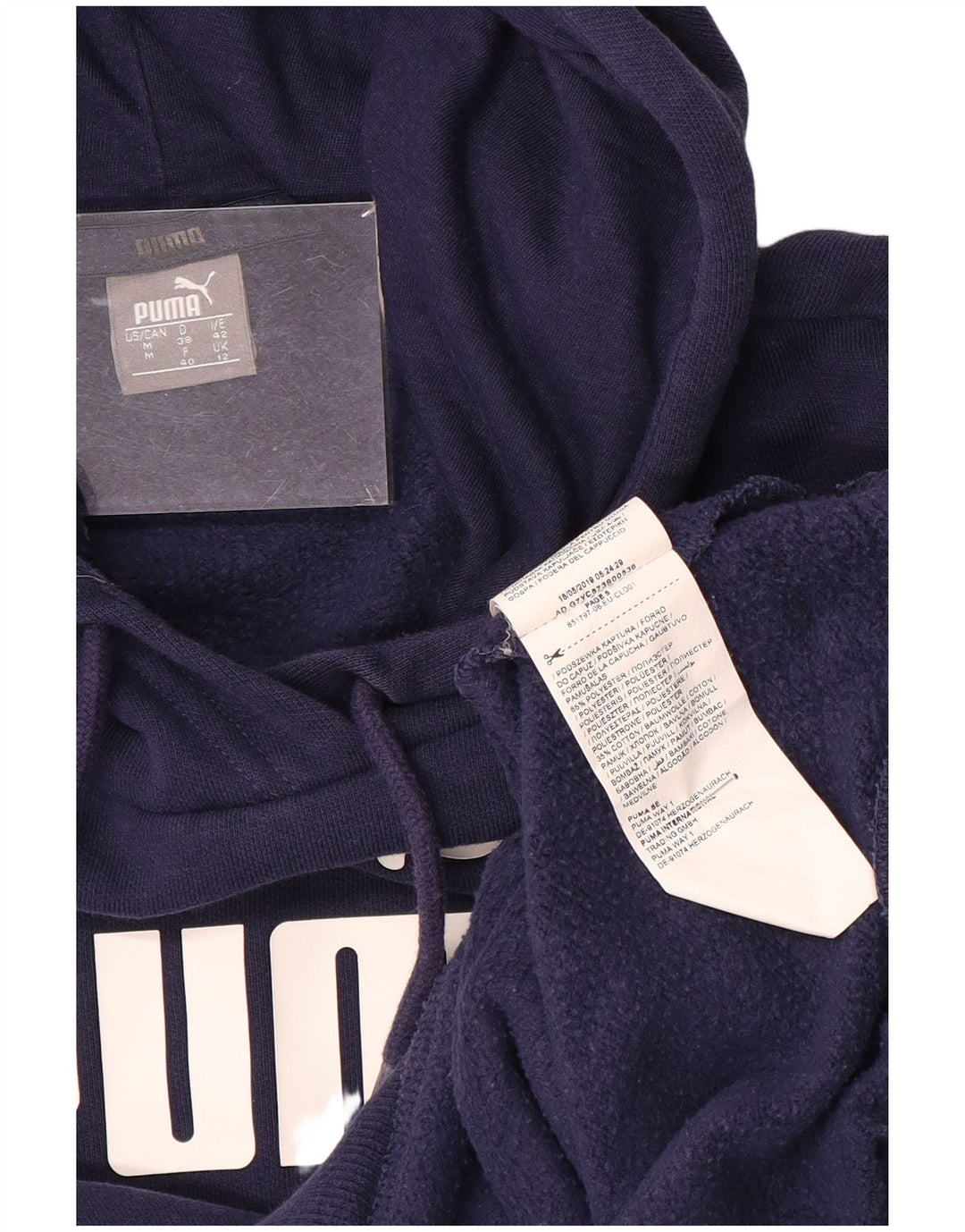 Damski sweter z kapturem i grafiką PUMA UK 12, średni granatowy poliester