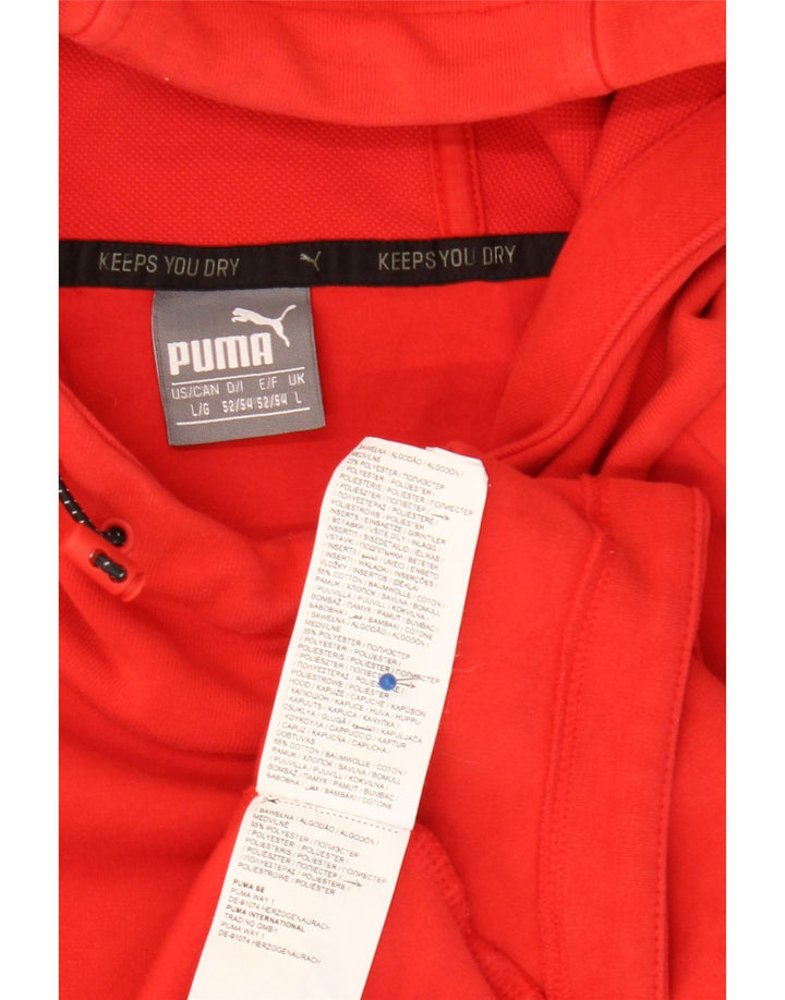 Męski sweter z kapturem PUMA, duży, czerwony, bawełniany z blokami kolorów
