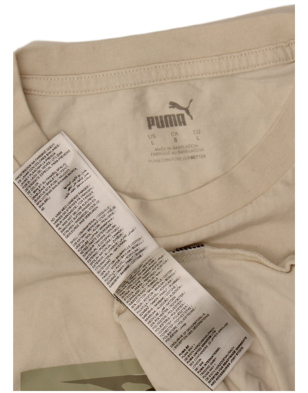 Męska koszulka z grafiką Puma, duża, bawełniana w kolorze złamanej bieli