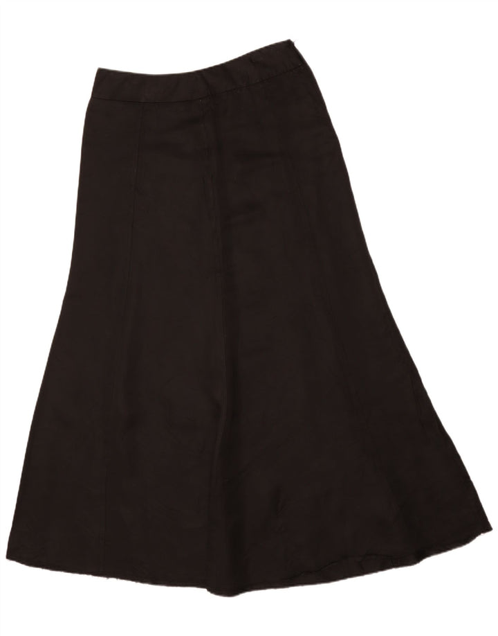 Vintage damska spódnica Maxi w kształcie litery A IT 46 Large W32 Czarny jedwabny klasyk
