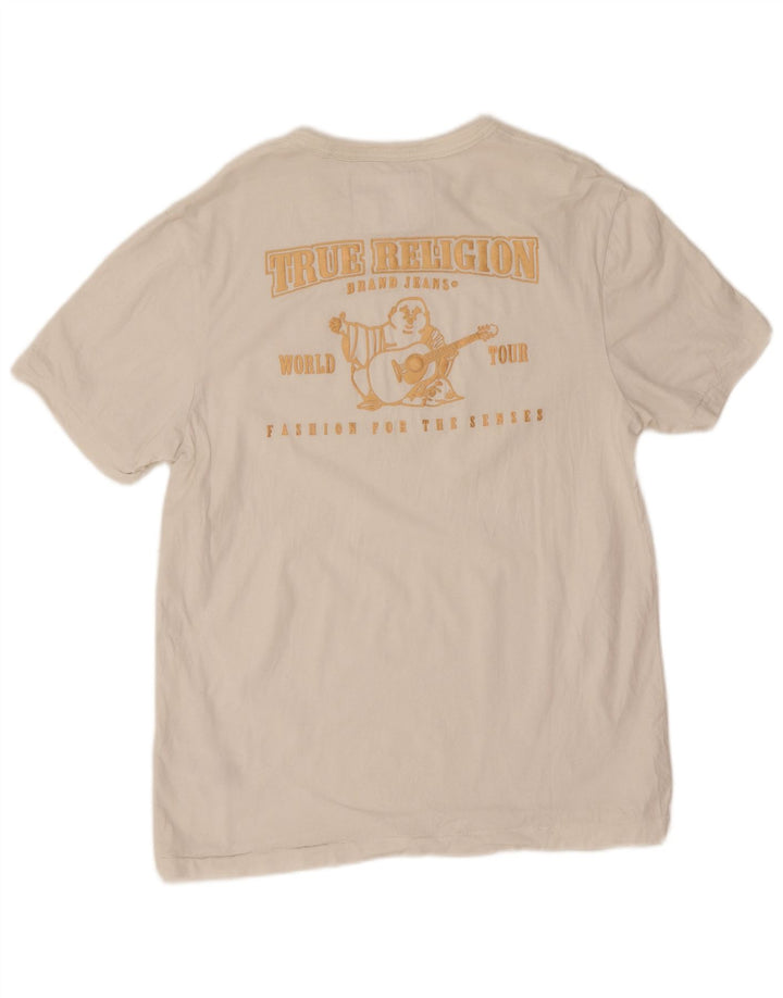 Męska koszulka z grafiką True Religion, średnia, biała bawełna