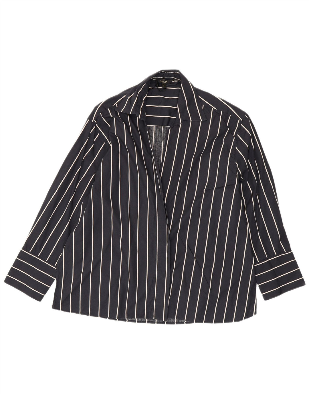 MASSIMO DUTTI Damski sweter rozpinany UK 14, średni, granatowy, bawełniany w paski