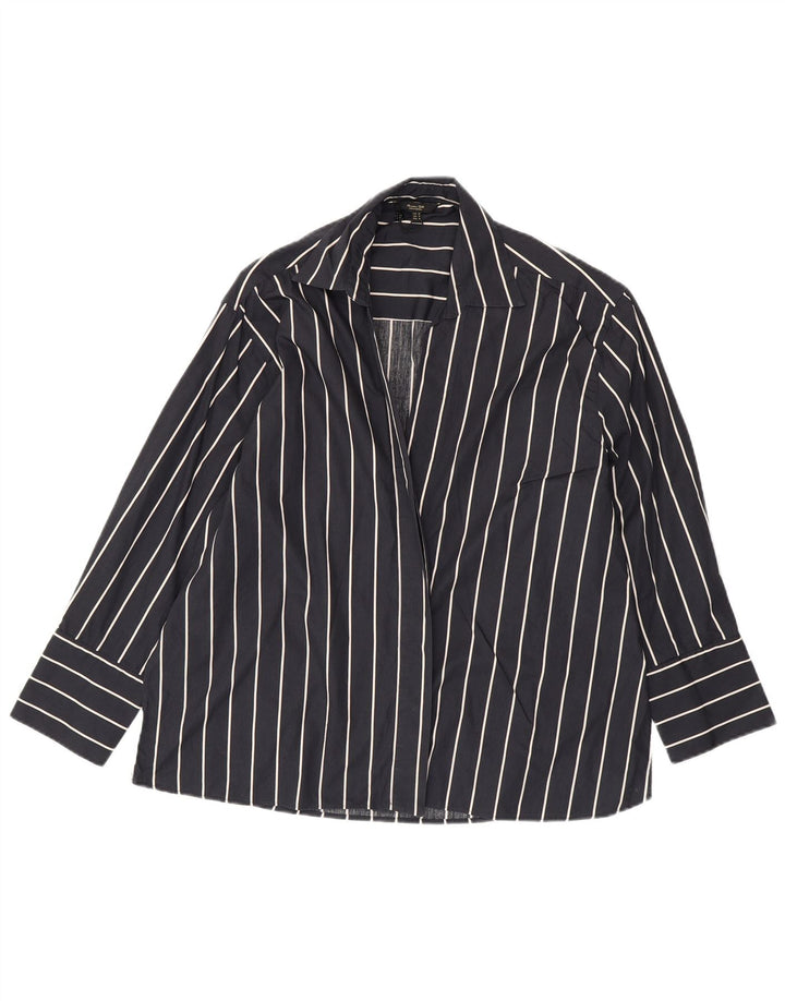 MASSIMO DUTTI Damski sweter rozpinany UK 14, średni, granatowy, bawełniany w paski