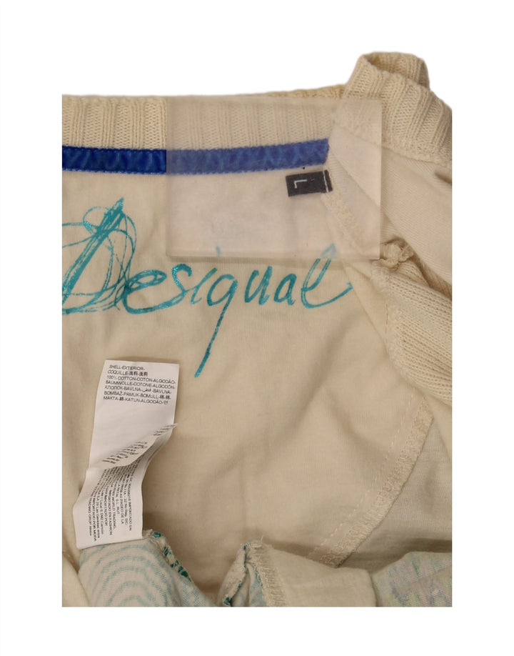 Damski graficzny top Desigual z długim rękawem UK 16, duży w kolorze złamanej bieli Paisley