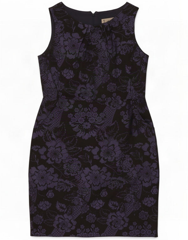 Jigsaw Womens Sleeveless Sheath Dress UK 14 Medium Purple Floral Acetate