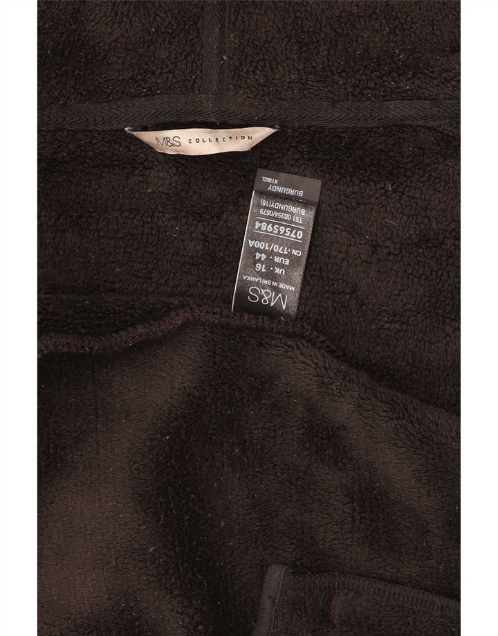 Marks & Spencer Damski sweter z kapturem i zamkiem, UK 16, duży, bordowy poliester