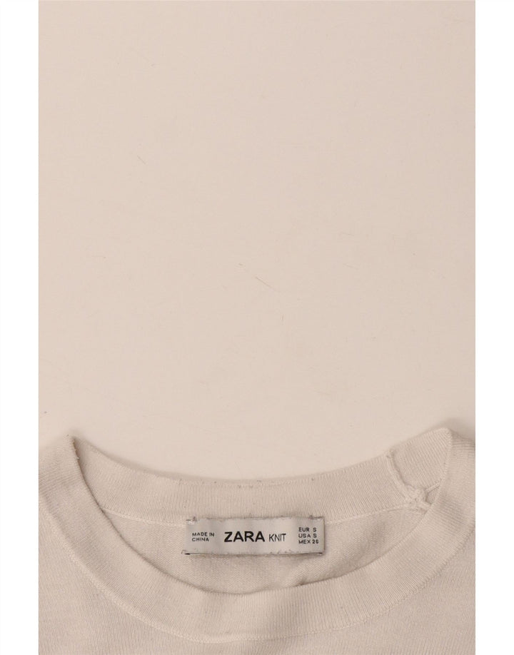 Sweter damski Zara z okrągłym dekoltem UK 10, mały, biały