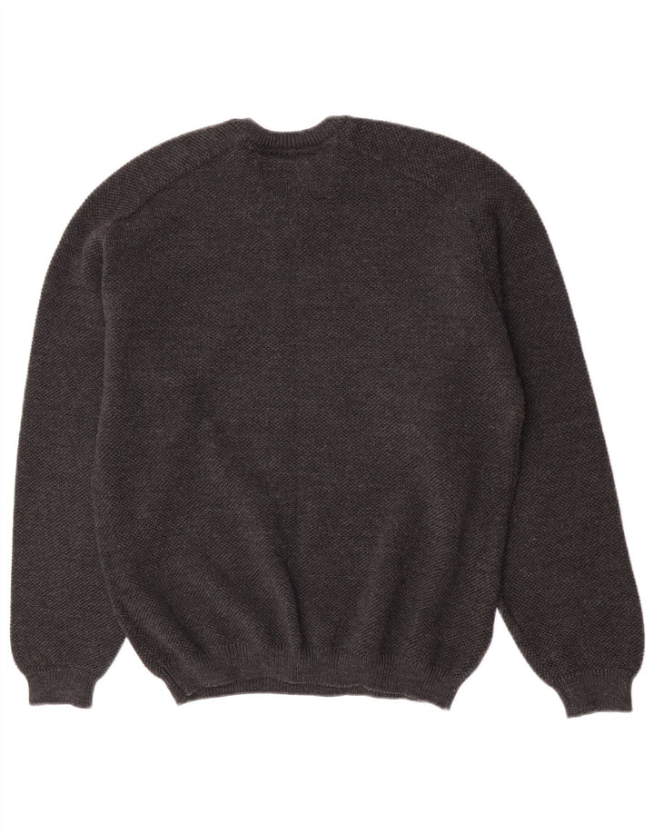 Męski sweter z dekoltem w serek White Sails Średni szary z dziewiczej wełny