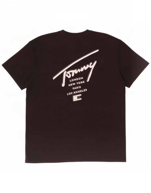 Męska koszulka z grafiką Tommy Hilfiger Top 2XL, czarna bawełna