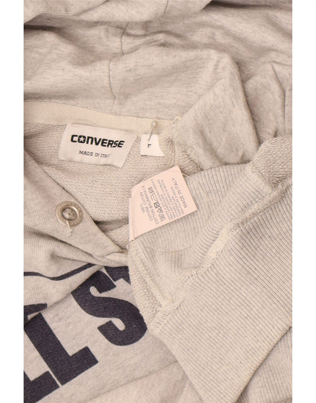Converse Męski sweter z kapturem z grafiką, duży, szary, bawełniany