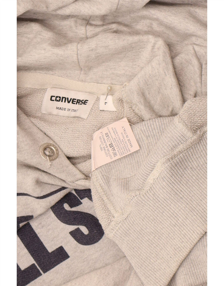 Converse Męski sweter z kapturem z grafiką, duży, szary, bawełniany