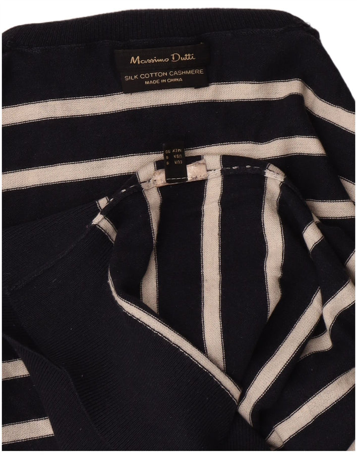 Sweter damski Massimo Dutti z wywijanym dekoltem UK 10 w małe granatowe paski