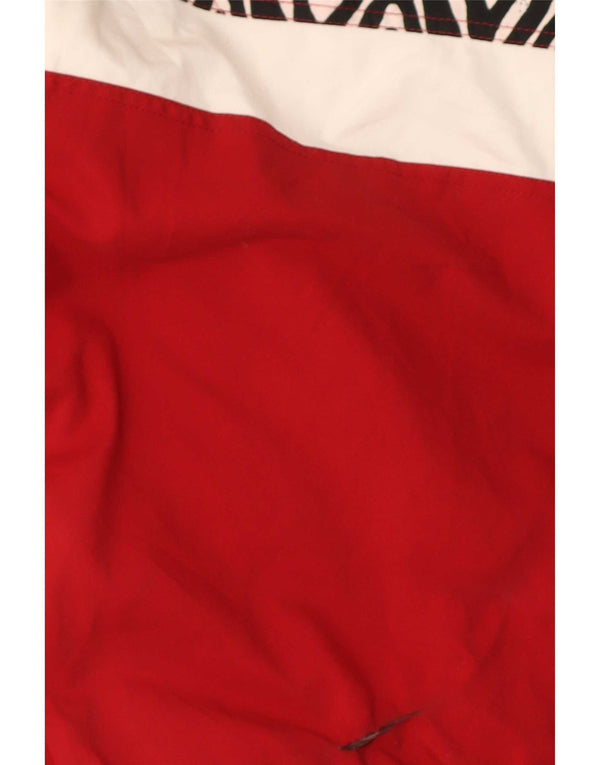 Vintage męska bluza dresowa z abstrakcyjnym wzorem, duża czerwona poliester