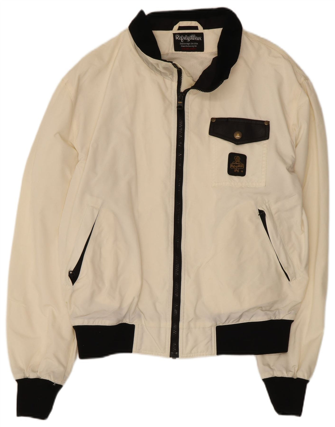 Męska kurtka przeciwdeszczowa Refrigiwear Bomber UK 36 Mały biały nylon w bloki kolorów