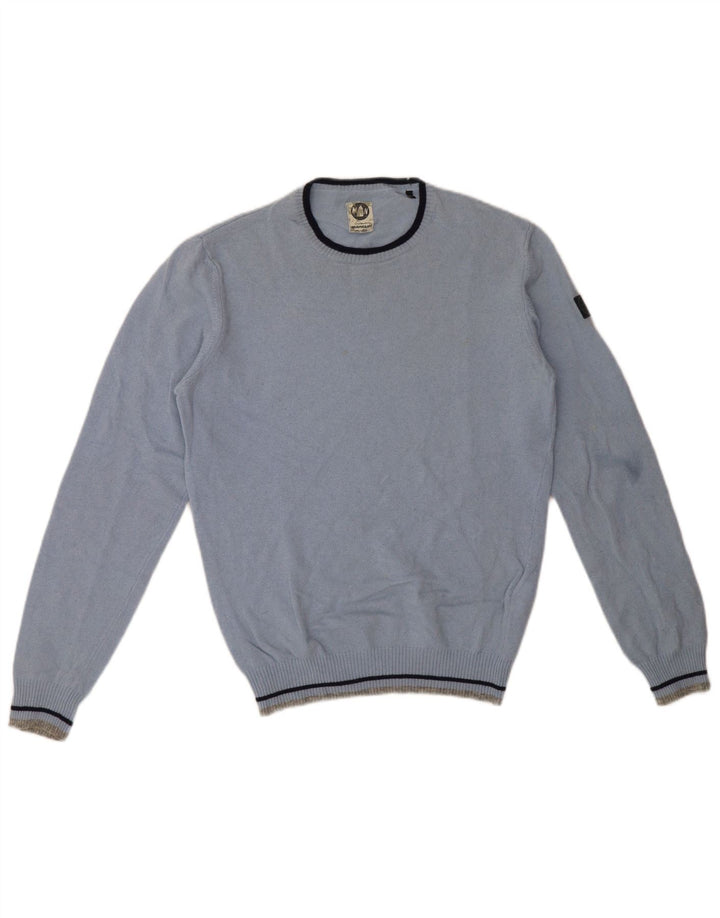 Męski sweter z okrągłym dekoltem Murphy & Nye, duży, niebieski, wełniany
