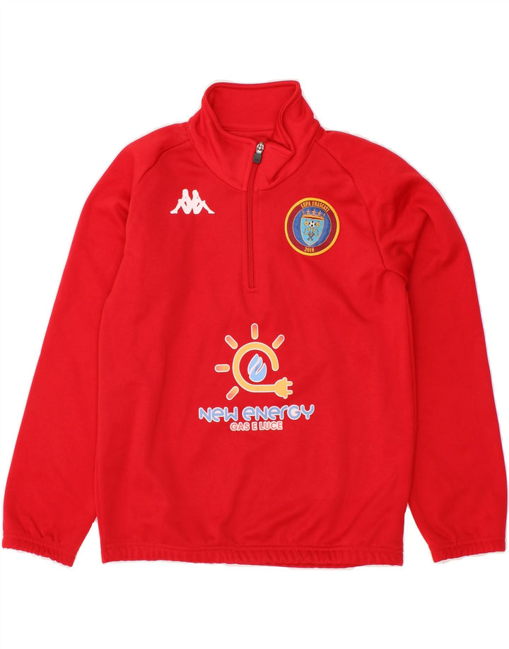 KAPPA Boys Graphic Zip Neck Sweatshirt Jumper 11-12 Years Red Polyester Vintage Kappa and Second-Hand Kappa from Messina Hembry 