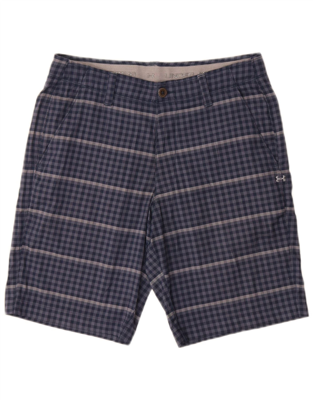 Męskie spodenki Chino Under Armour W32, średni niebieski, poliester w kratkę