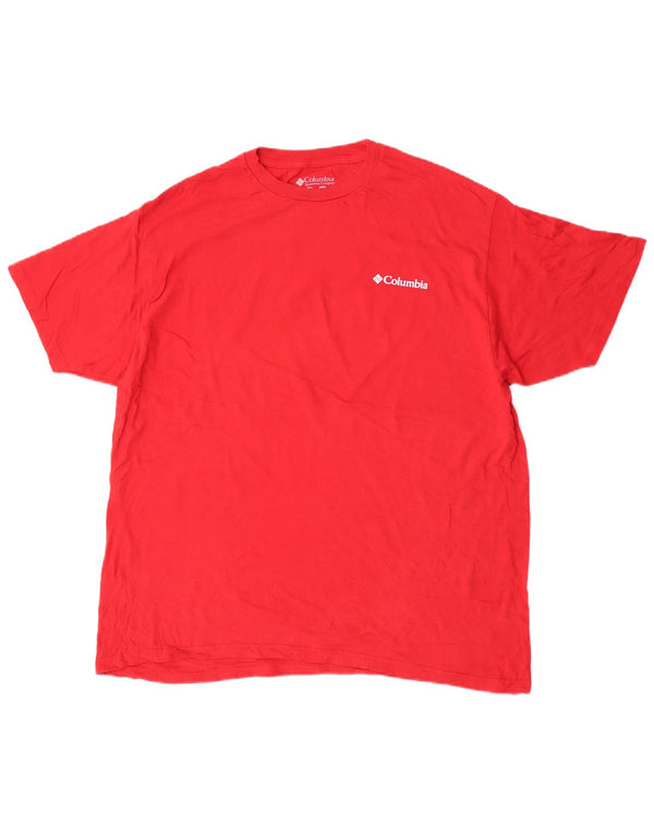 Męska koszulka z grafiką Columbia, góra XL, czerwona bawełna