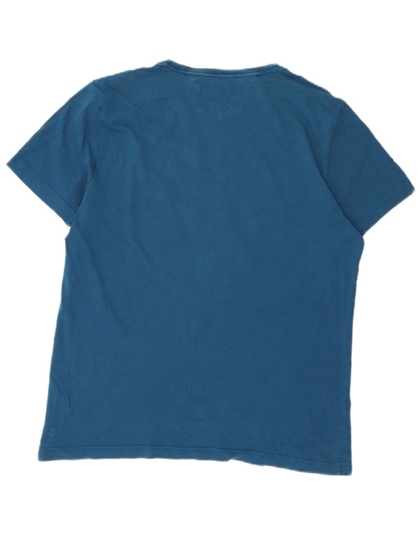 Męska koszulka z grafiką Tommy Hilfiger Top XL, niebieska, bawełniana