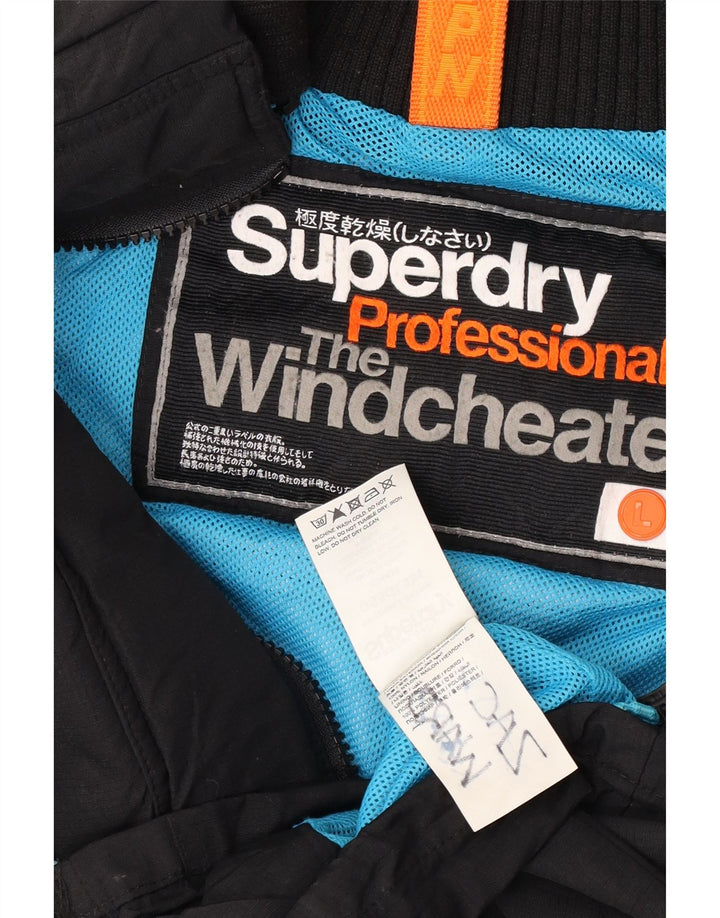 Damska kurtka wiatrówka Superdry Graphic UK 16, duża czarna