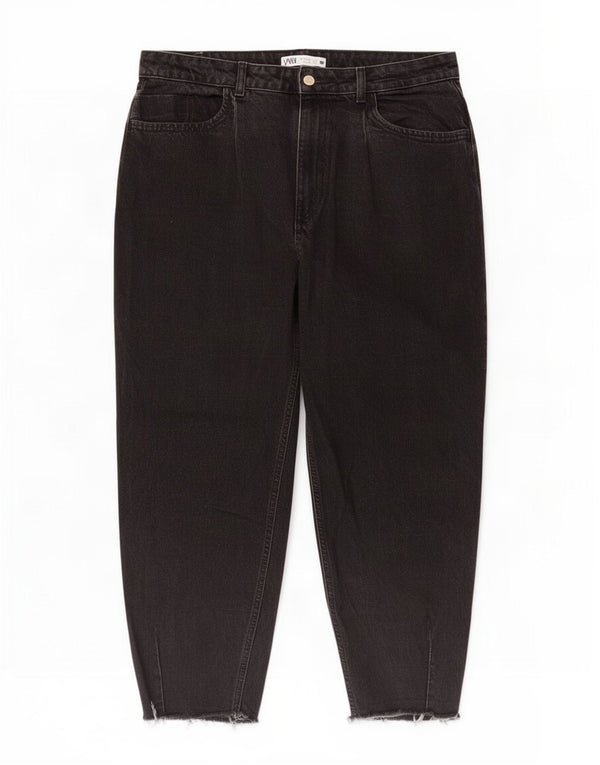 Damskie jeansy Zara Crop z wysokim stanem EU 42 Large W32 L26 Black