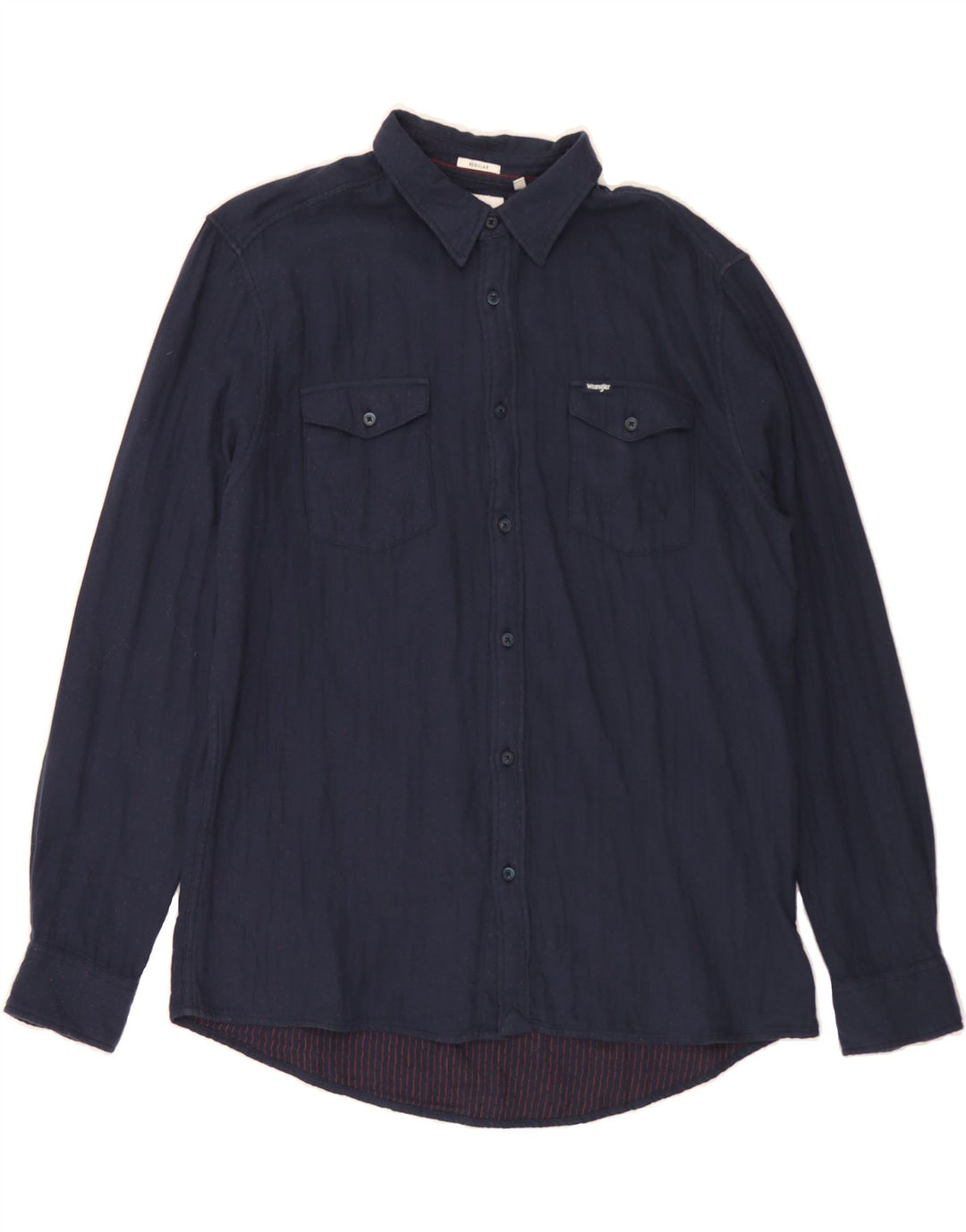 WRANGLER Mens Regular Fit Shirt Large Navy Blue Spotted Cotton Vintage Wrangler and Second-Hand Wrangler from Messina Hembry 
