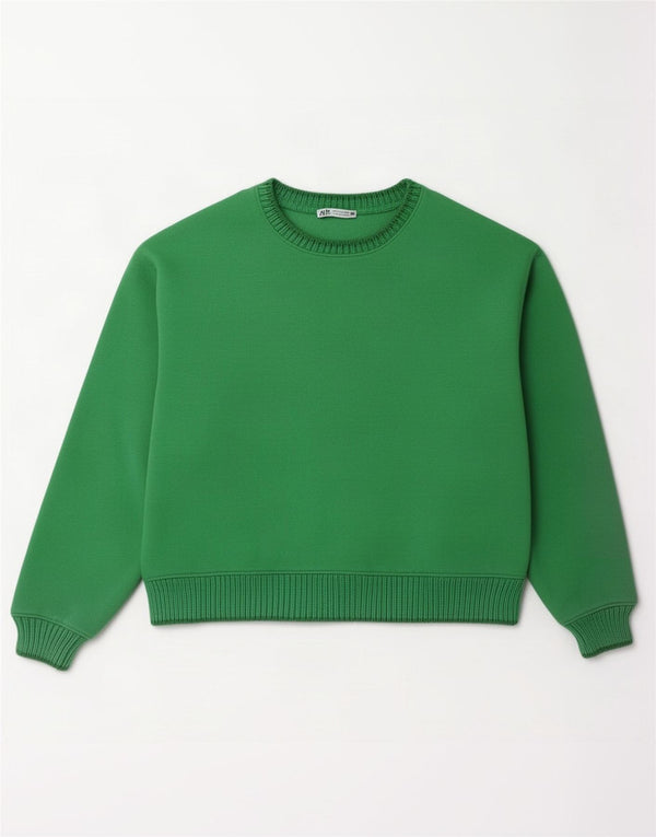 Damski sweter oversize Zara UK 10 Small, zielony, bawełniany