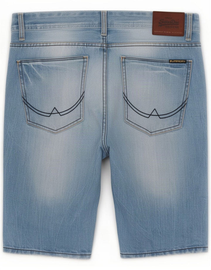 Superdry Męskie spodenki jeansowe średnie W32 niebieska bawełna