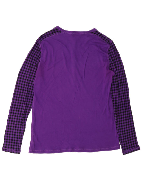 Damski top Chaps z długim rękawem, UK 18 XL, bawełniana fioletowa kratka