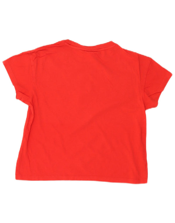CHAMPION Womens Crop Graphic T-Shirt Top UK 10 Small Red