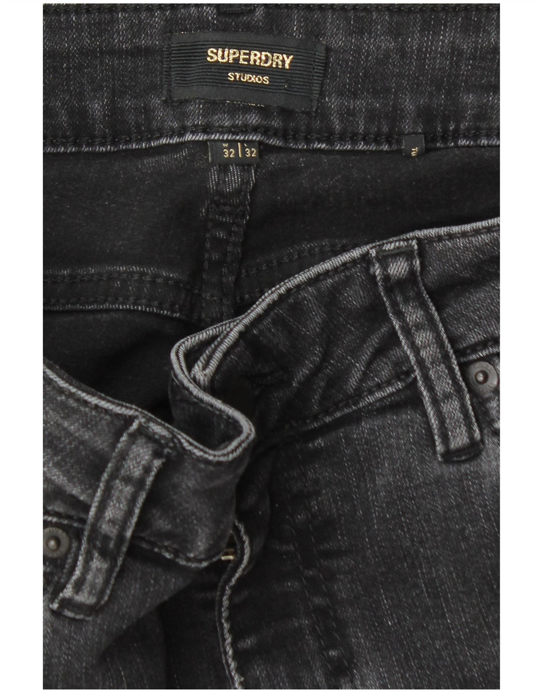 Damskie jeansy Studio Flared SUPERDRY W32 L32 Szara bawełna