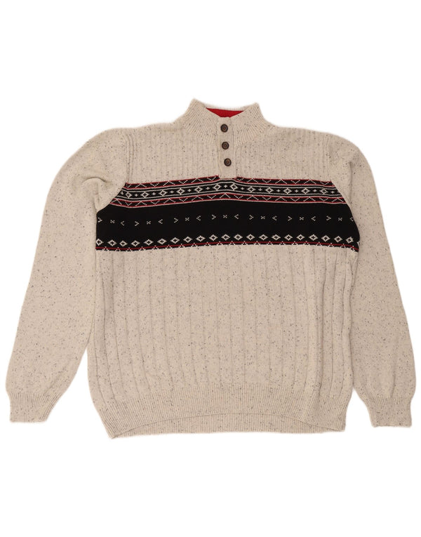 Męski sweter zapinany na guziki Chaps 2XL Szary, bawełniany Fair Isle