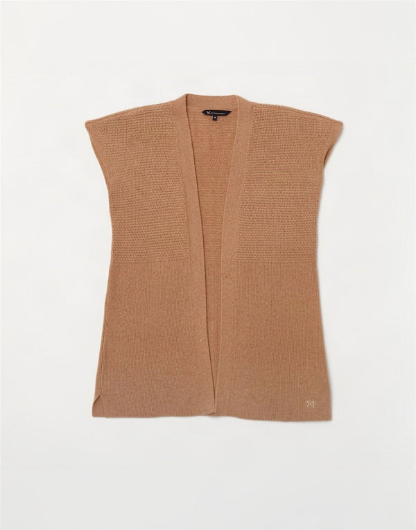 Crew Clothing Damski sweter rozpinany bez rękawów, UK 14, średni beż