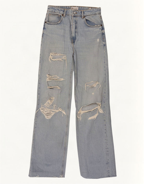 Damskie jeansy Zara w trudnej sytuacji, EU 40 Medium W30 L34, niebieska bawełna