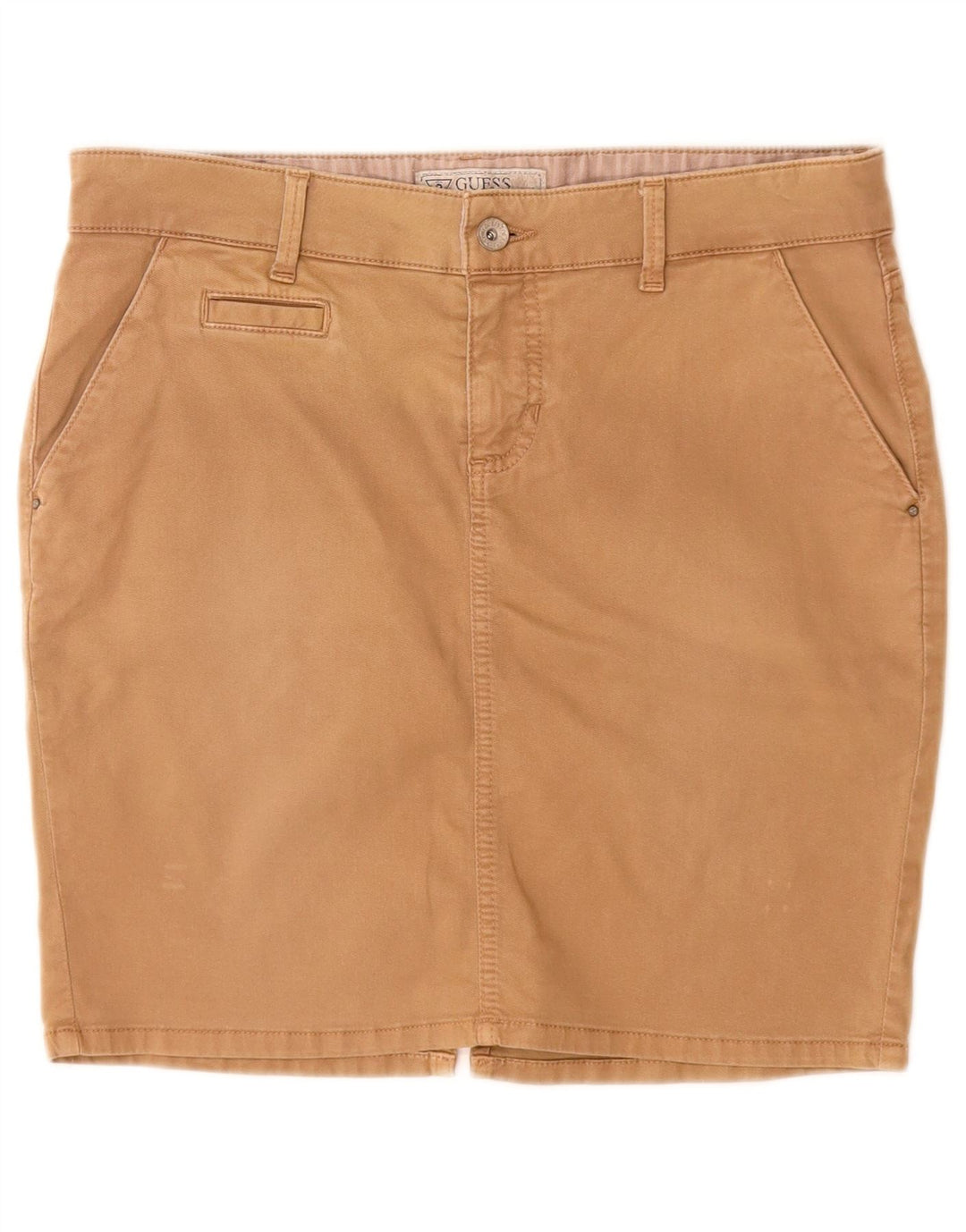 Guess Damska mini spódniczka W29 Średni beż, bawełna