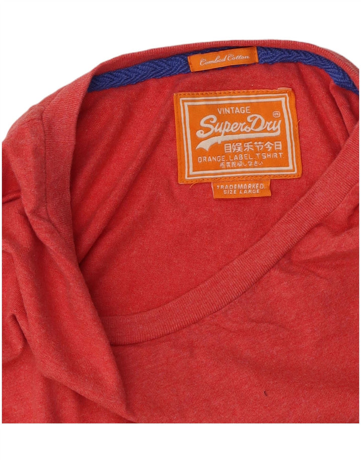 SUPERDRY Męski T-shirt Top Duży Czerwony Bawełniany