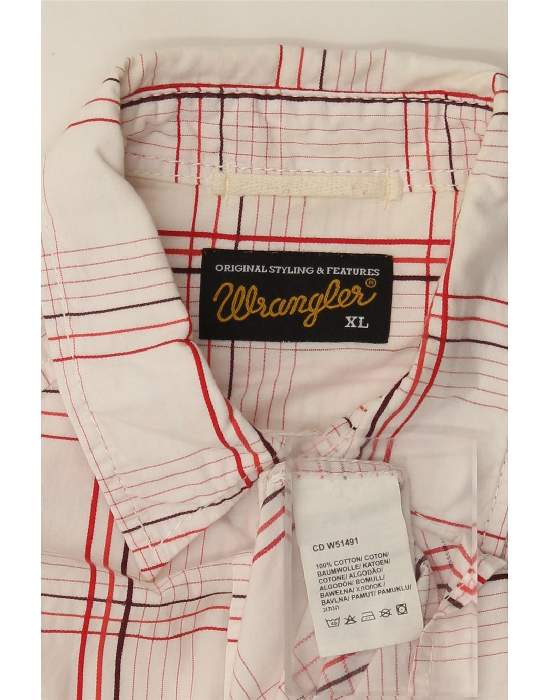 Koszula męska z krótkim rękawem Wrangler XL, bawełniana, w białą kratkę