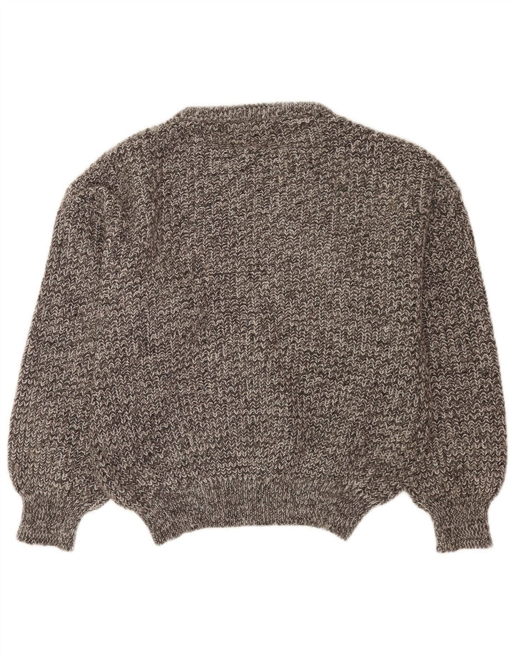 Vintage męski sweter zapinany na guziki, duży, szary, nakrapiany