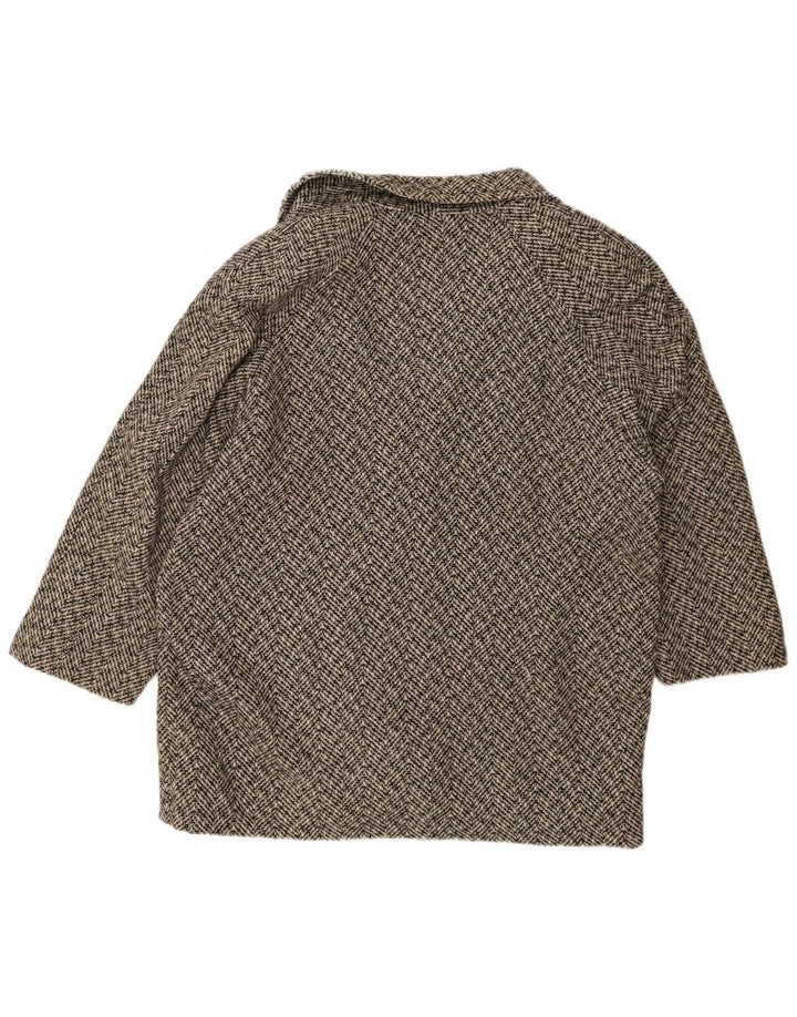 Dwurzędowy płaszcz damski Essentials UK 20 2XL Szara wełna w jodełkę