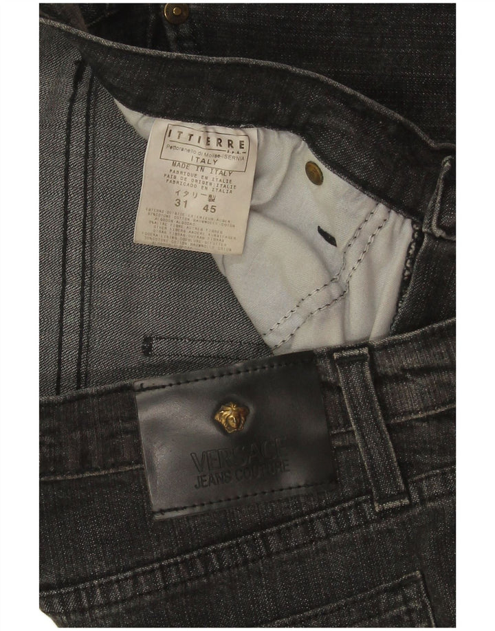 Damskie proste dżinsy Versace IT 45 Medium W31 L30 Czarna bawełna