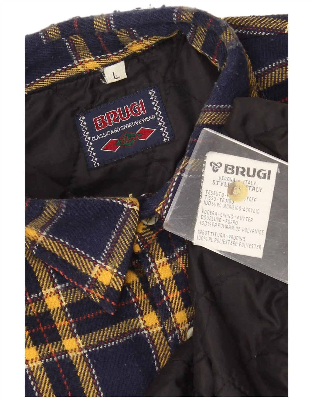 Męska koszula flanelowa Brugi Lumberjack, duża, granatowa, akrylowa kratka