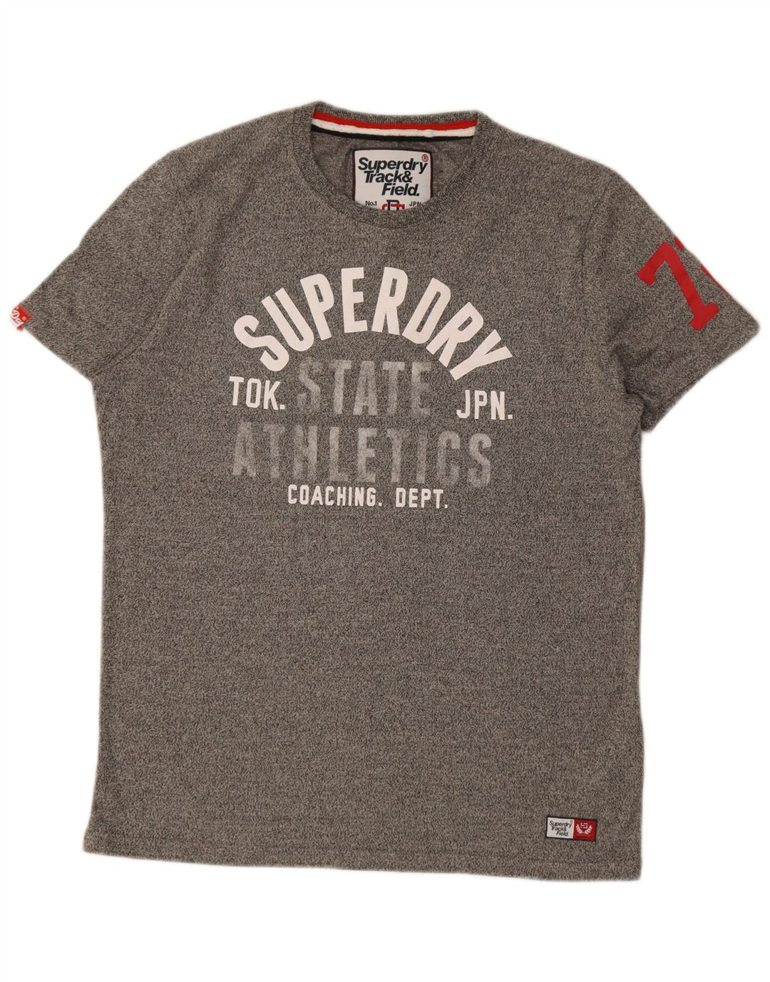Męski T-shirt Superdry z grafiką, duży, szary, bawełniany w cętki