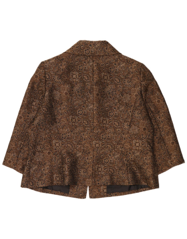 Damska marynarka Tahari z 3/4 rękawami i 3 guzikami US 16 2XL brązowa paisley