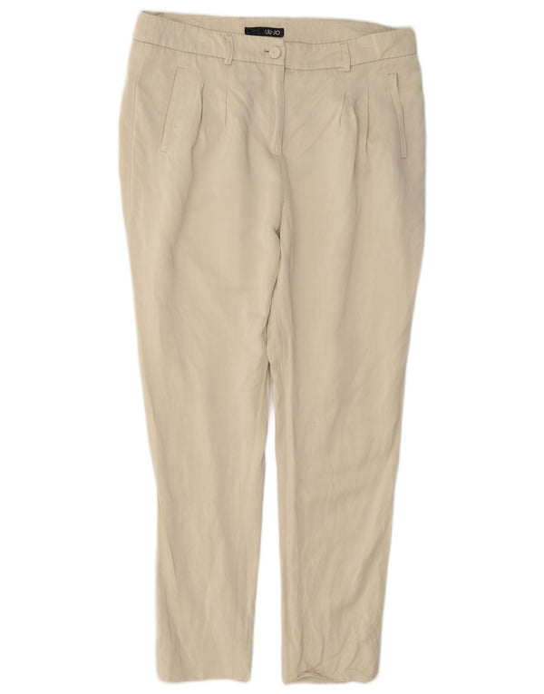 Spodnie chino damskie Liu Jo z wysokim stanem, slim fit IT 42 Medium W32 L27 beżowe