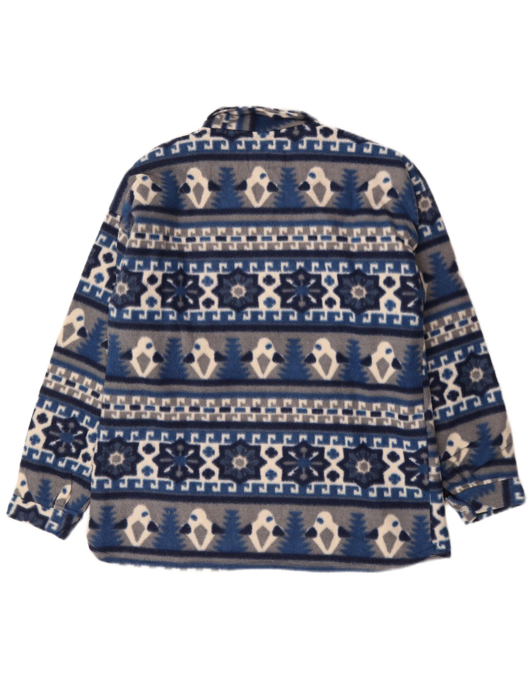 Vintage męska koszula flanelowa drwal XL niebieska Fair Isle poliester