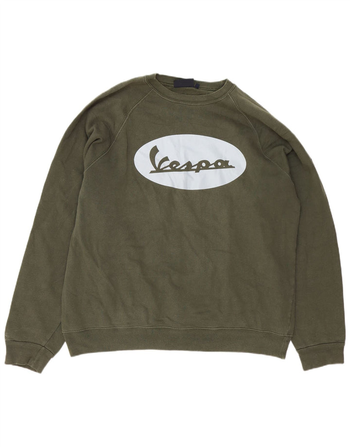 Męska bluza z grafiką Vespa, 2XL, zielona bawełna