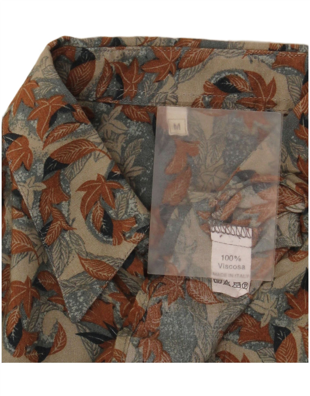 Koszula męska w stylu vintage, średnia beżowa wiskoza w kwiaty