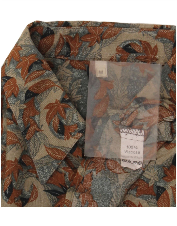 Koszula męska w stylu vintage, średnia beżowa wiskoza w kwiaty