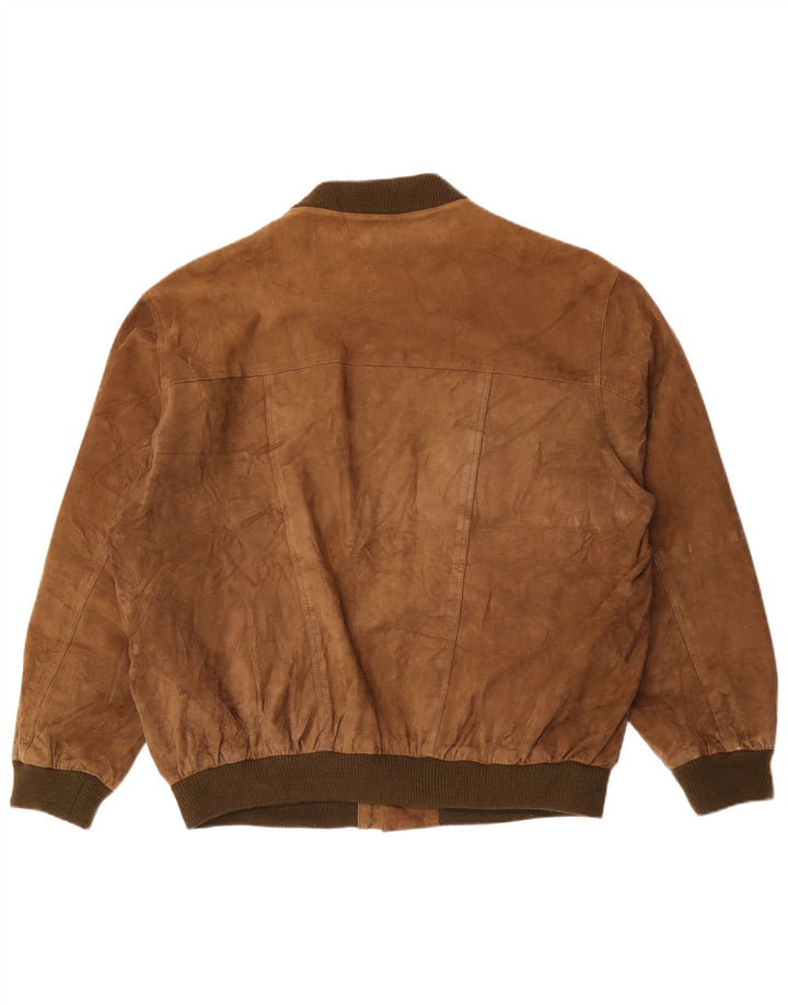 Męska kurtka bomberka w stylu vintage, zamszowa IT 52 XL, brązowa skóra